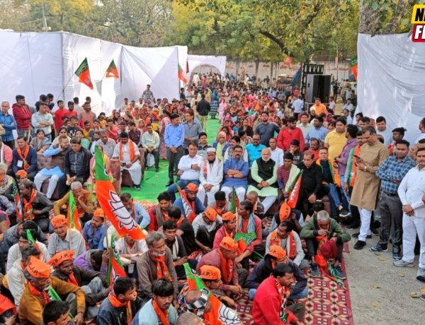 BJP leaders watch the Mann Ki Baat broadcast with the PM in various locations around Delhi
