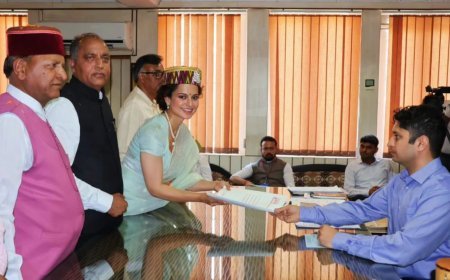 Kangana Ranaut Submits Nomination For Mandi Seat In Himachal Pradesh's Elections